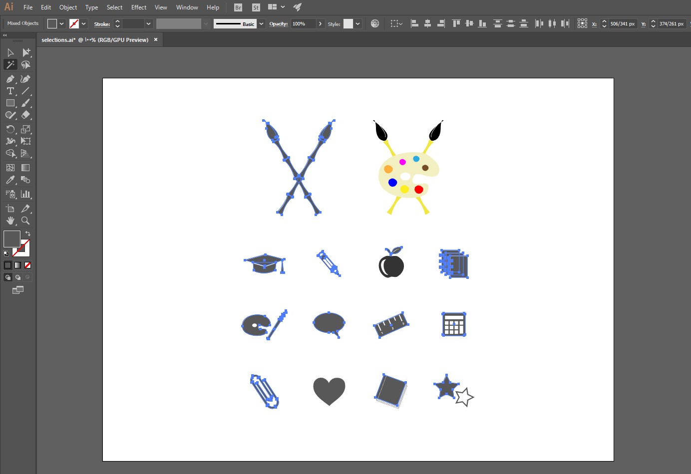 آموزش ابزار magic wand و lasso tool در ایلوستریتور
